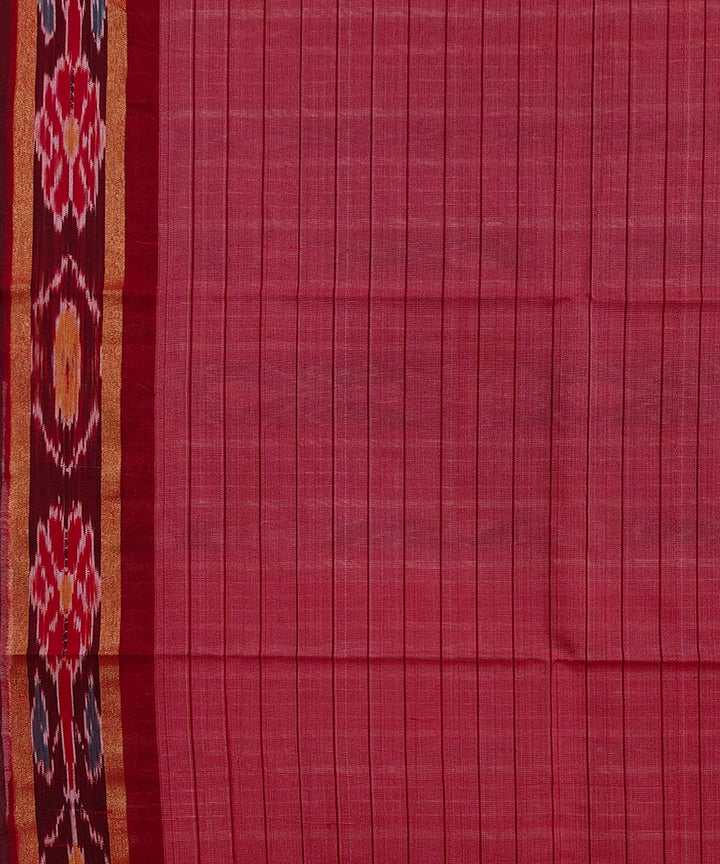 Beige red handwoven odisha ikat tussar silk saree