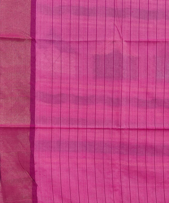 Beige pink tussar silk handwoven saree