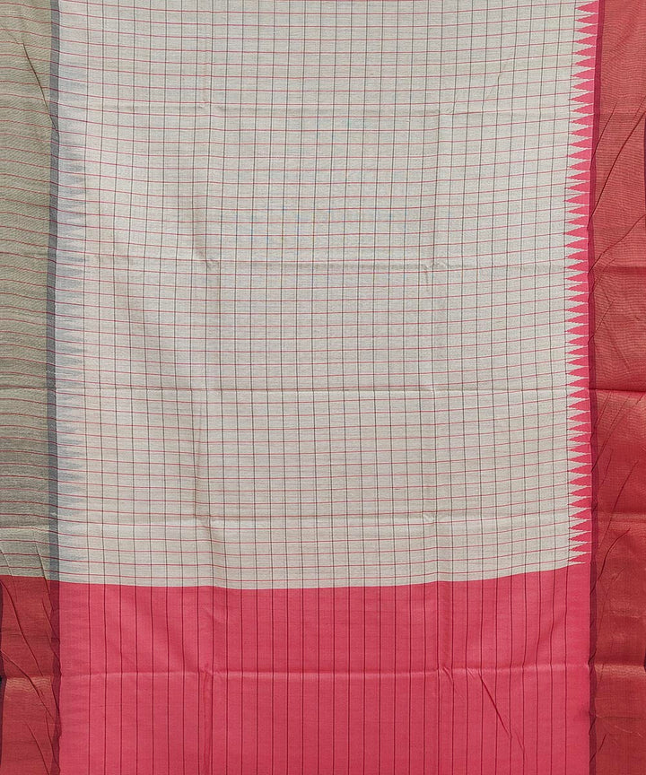 Beige pink tussar silk handloom saree