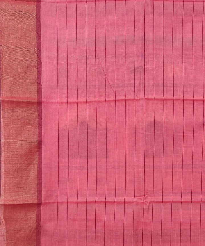 Beige pink tussar silk handloom saree