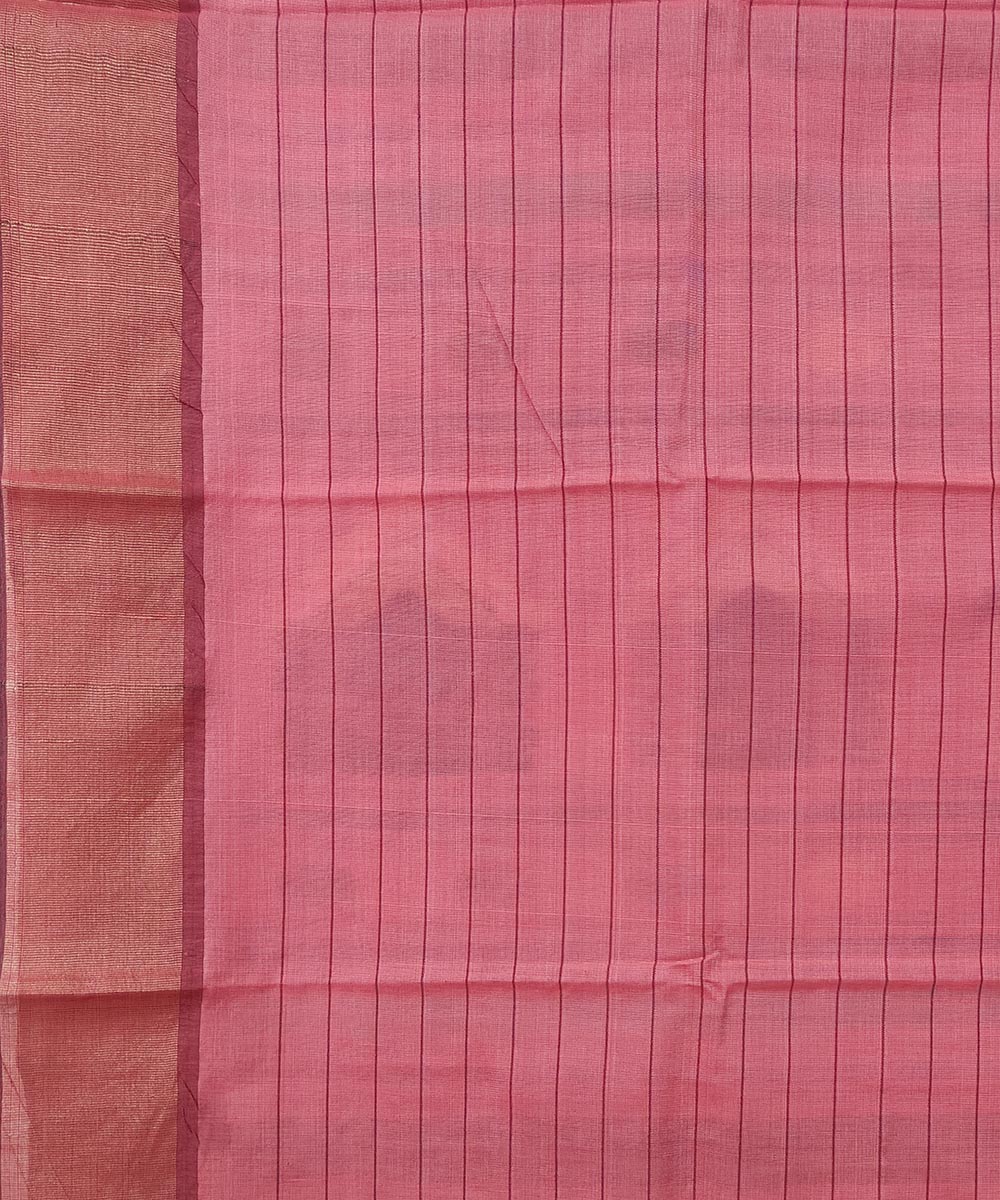 Beige pink tussar silk handloom saree