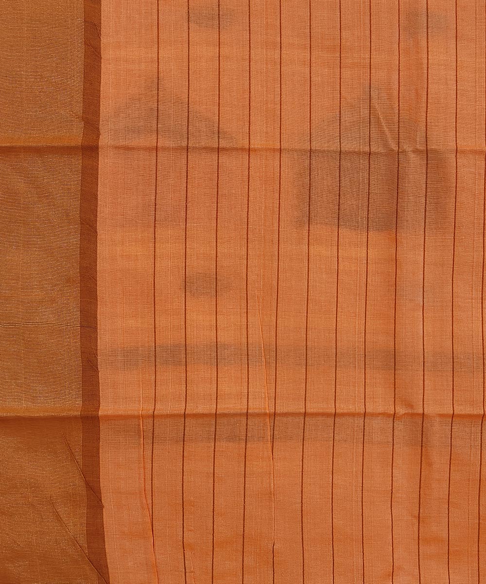 Beige orange tussar silk handwoven saree