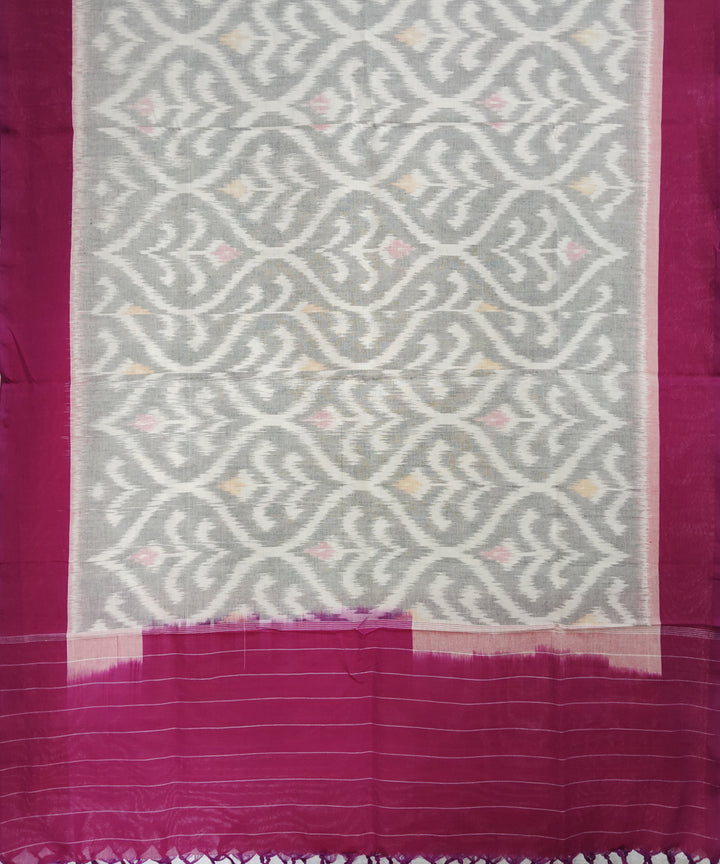 Grey maroon handloom pochampally ikat cotton duppatta