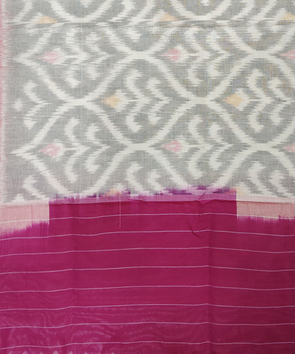 Grey maroon handloom pochampally ikat cotton duppatta