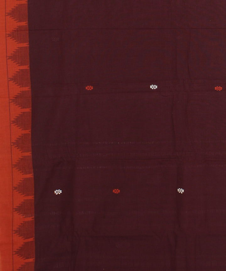 Coffee orange cotton handwoven kotpad saree