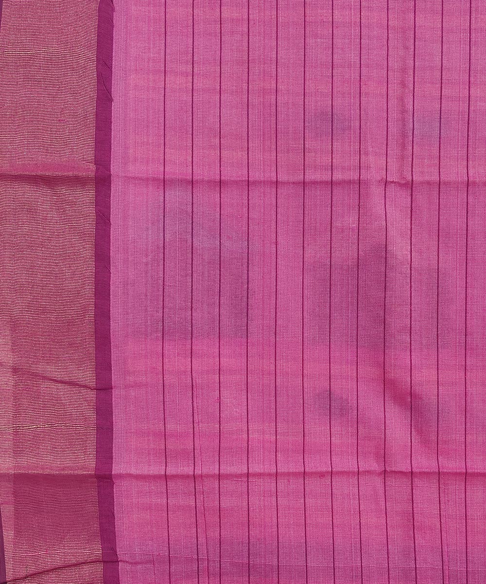 Beige magenta tussar silk handwoven saree