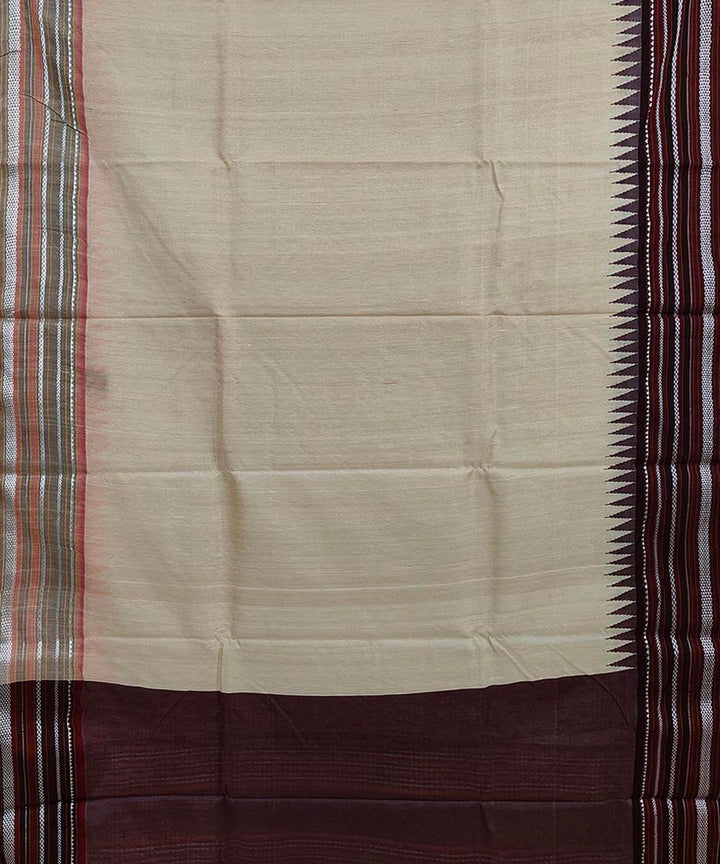 Beige coffee tussar silk handwoven odisha ikat saree