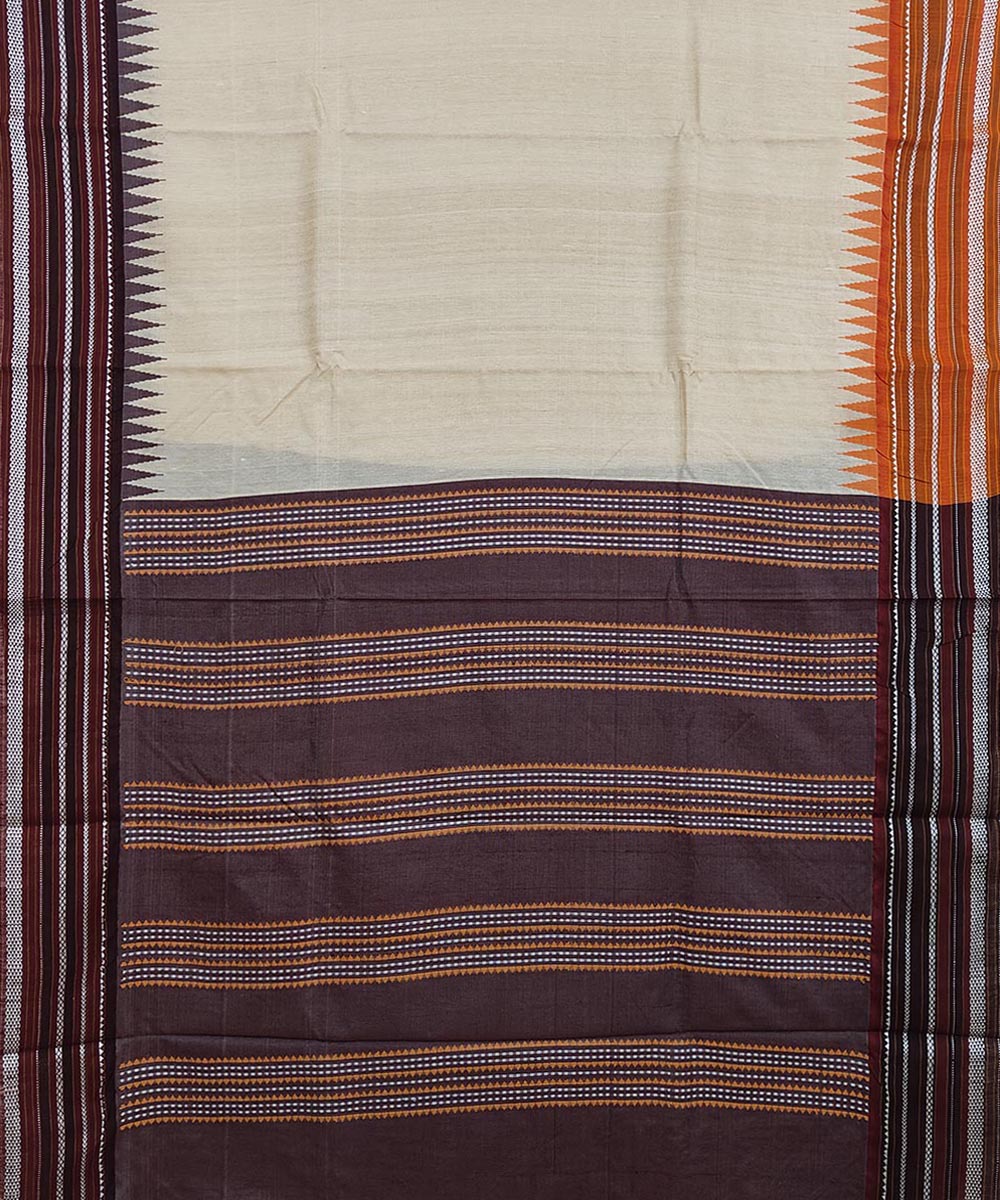 Beige coffee tussar silk handwoven odisha ikat saree