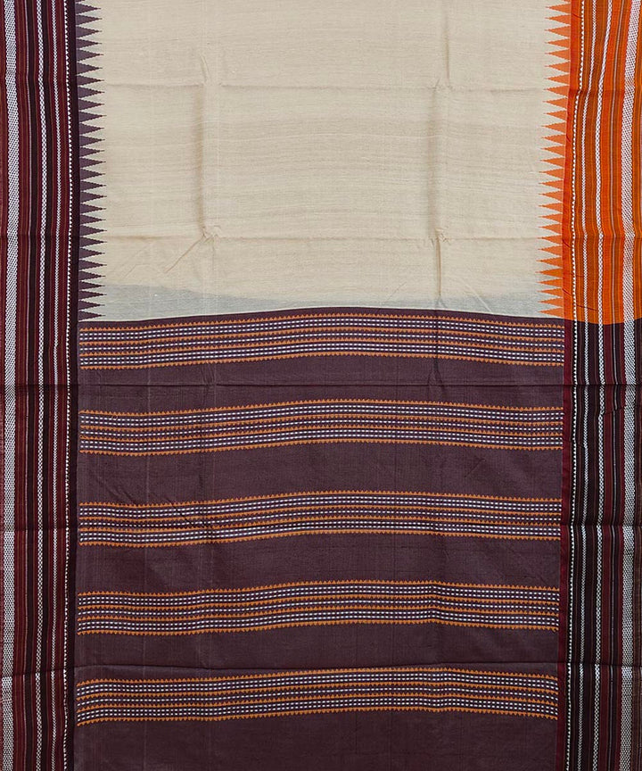 Beige coffee tussar silk handwoven odisha ikat saree