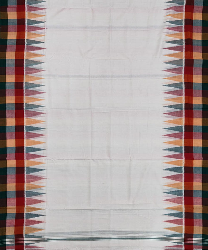 Offwhite multicolour check border handwoven sambalpuri cotton dhoti