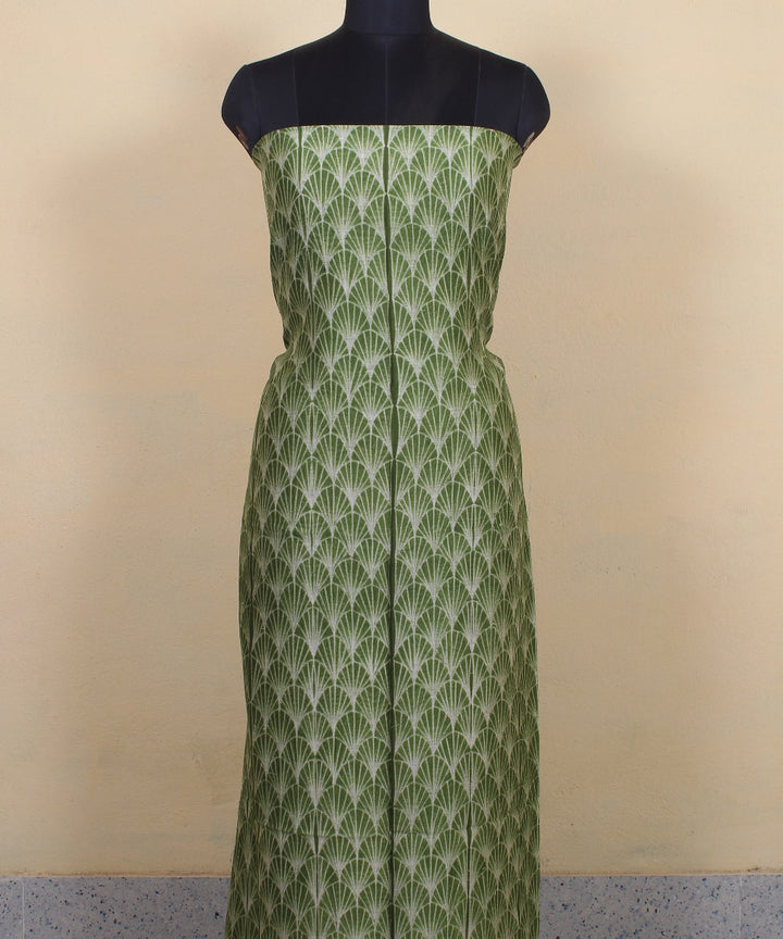 2.9m lime green handwoven cotton silk shibori kurta material