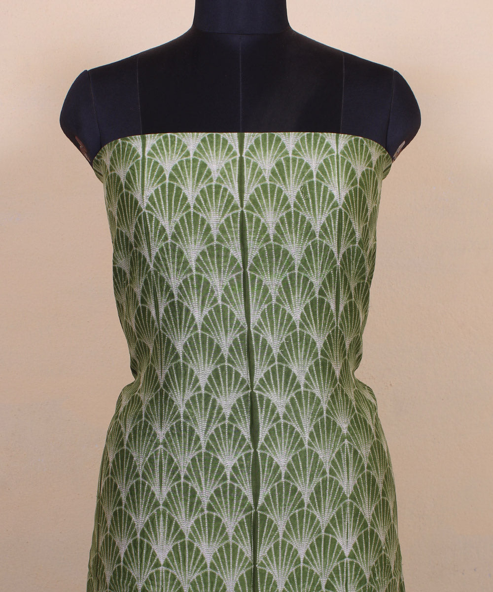 2.9m lime green handwoven cotton silk shibori kurta material