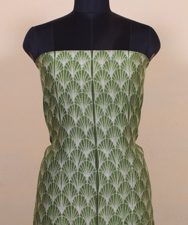 2.9m lime green handwoven cotton silk shibori kurta material