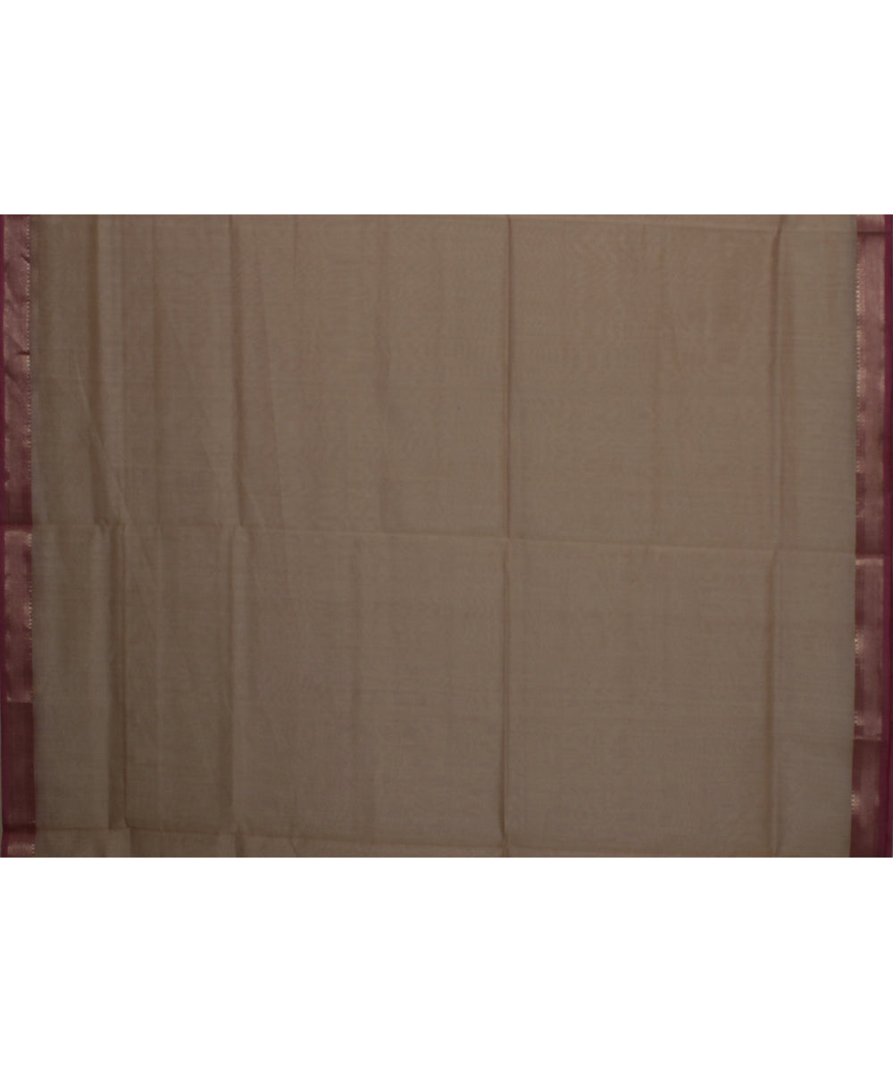 Beige light pink handloom maheshwari cotton silk saree