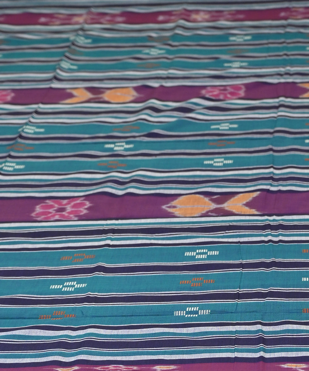 Dark cerulean dark magenta handmade sambalpuri cotton bedsheet