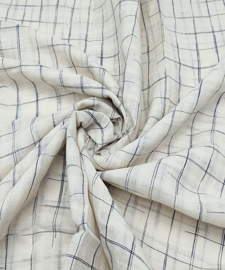 White black check handwoven cotton fabric