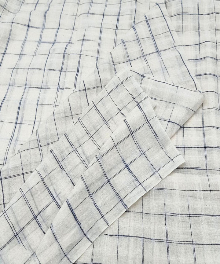 White black check handwoven cotton fabric