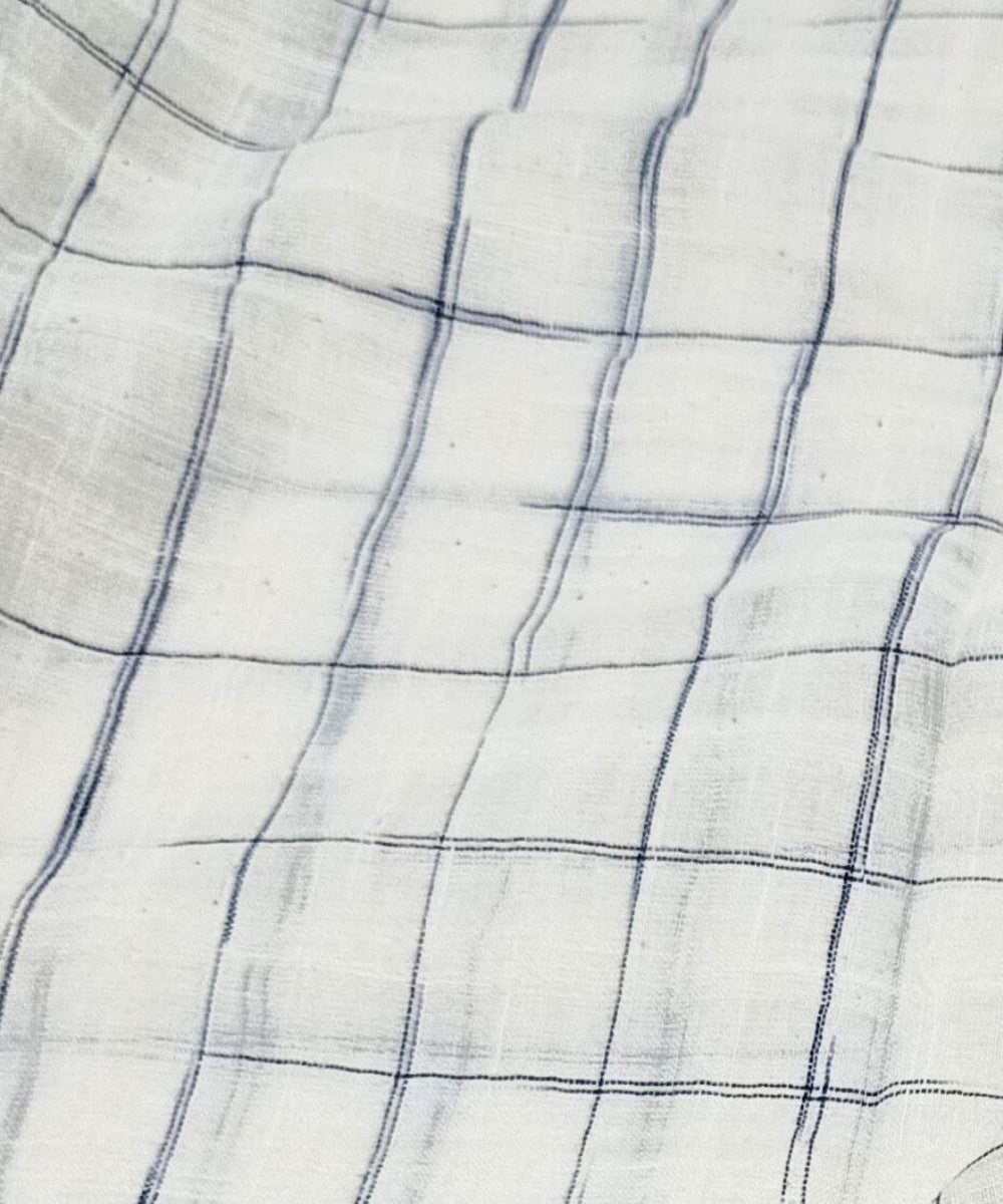 White black check handwoven cotton fabric