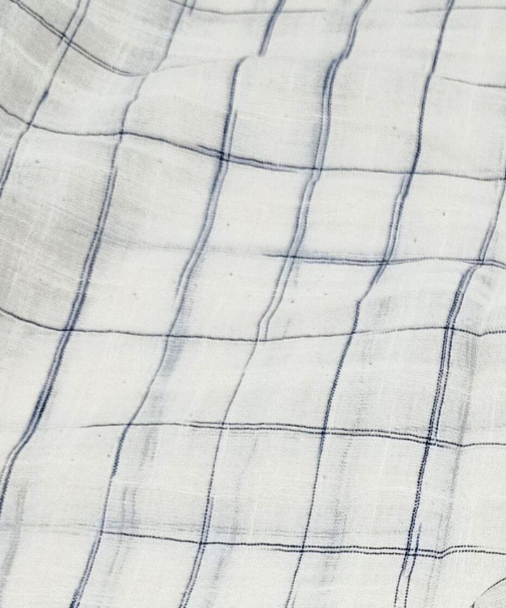 White black check handwoven cotton fabric