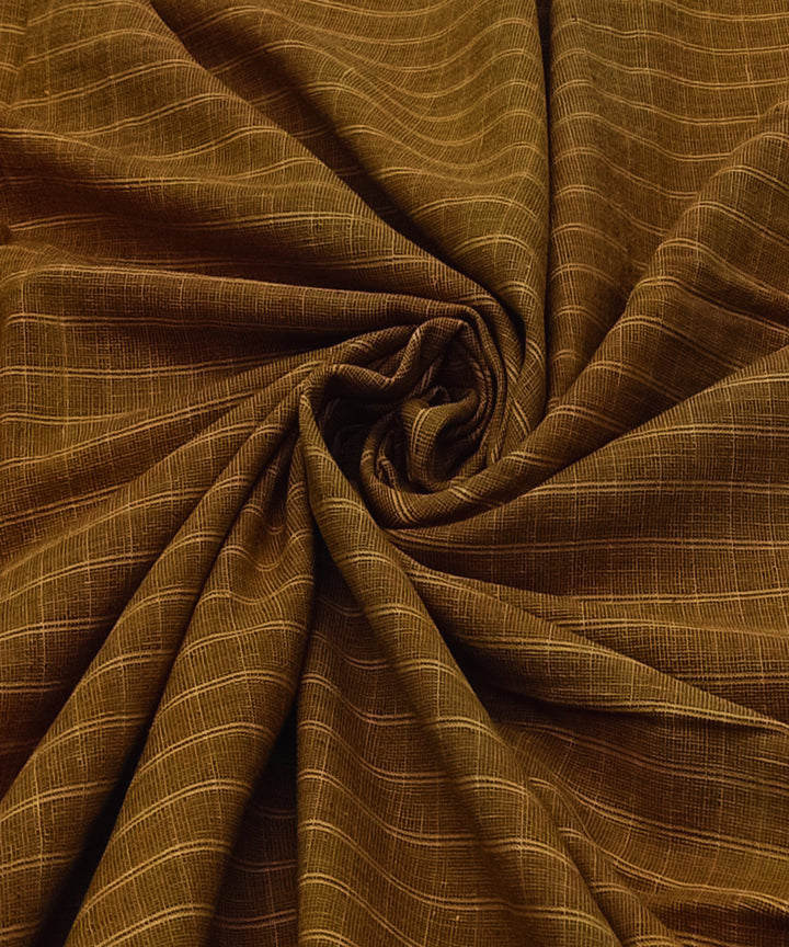 Mustard yellow stripe handwoven cotton khadi fabric