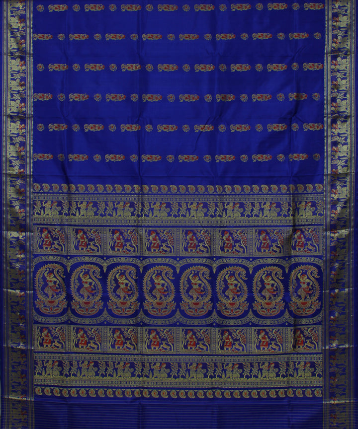 Royal blue handwoven meenakari baluchari silk saree