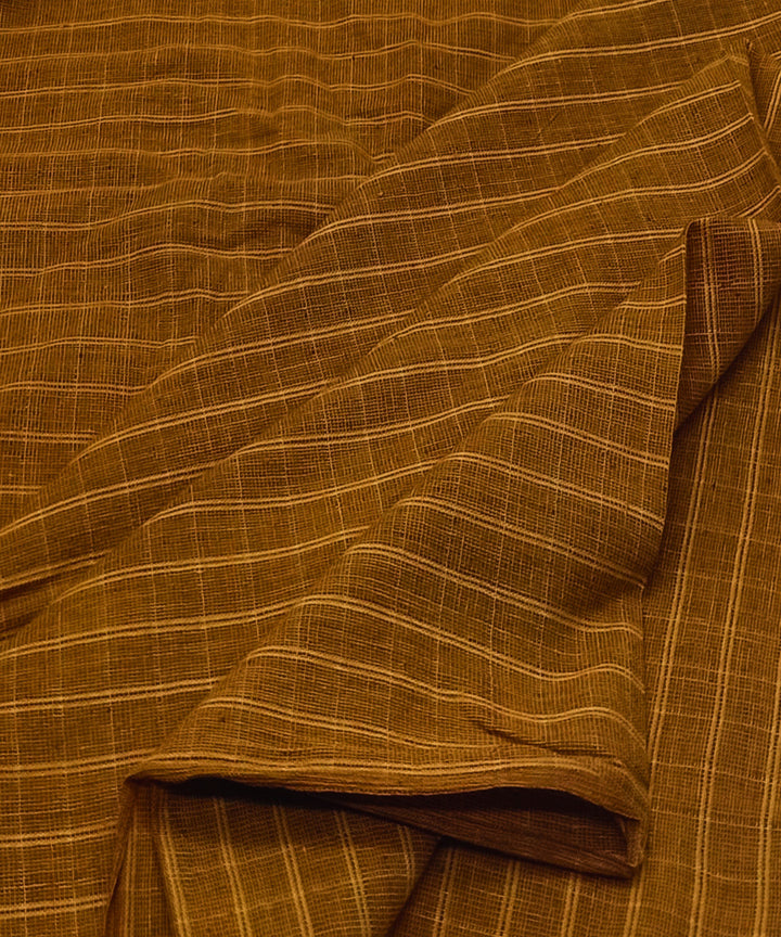 Mustard yellow stripe handwoven cotton khadi fabric
