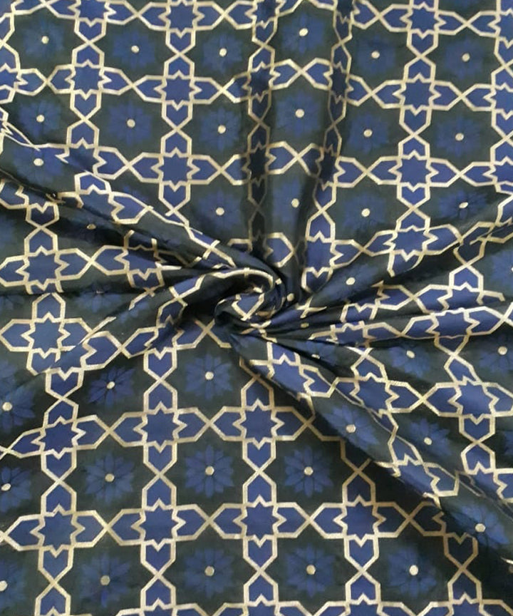 Black navy blue handloom banarasi silk fabric