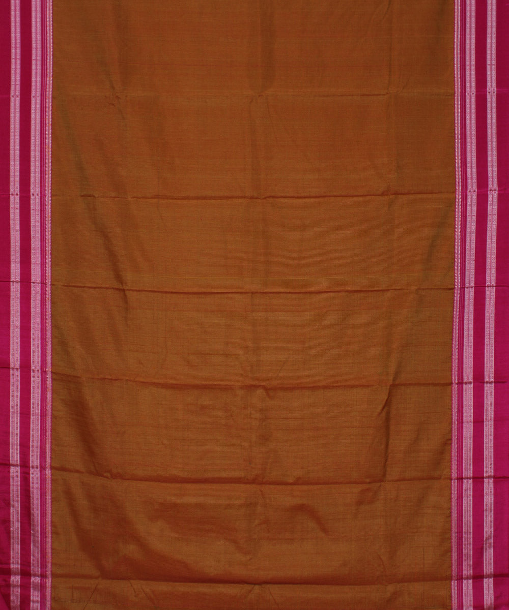 Mustard check pink gayatri border cotton art silk ilkal saree
