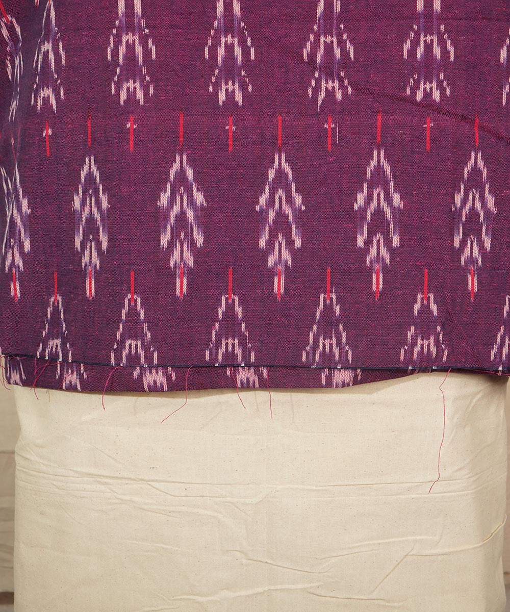 3pc Purple white handwoven cotton pochampally ikat dress material