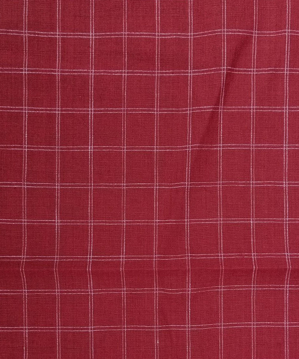Red checks handloom bengal cotton fabric