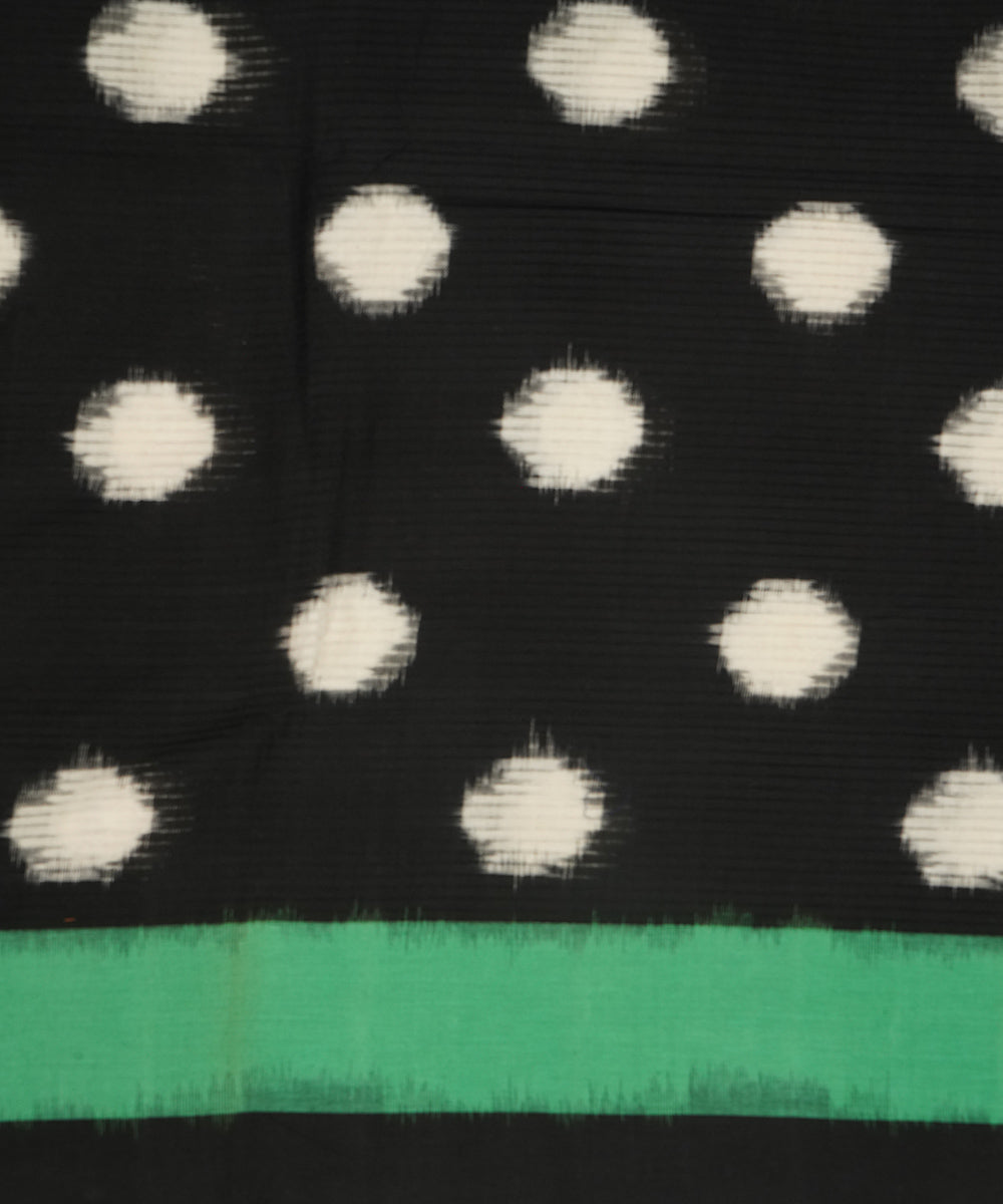 Black green handwoven cotton pochampally ikat dupatta