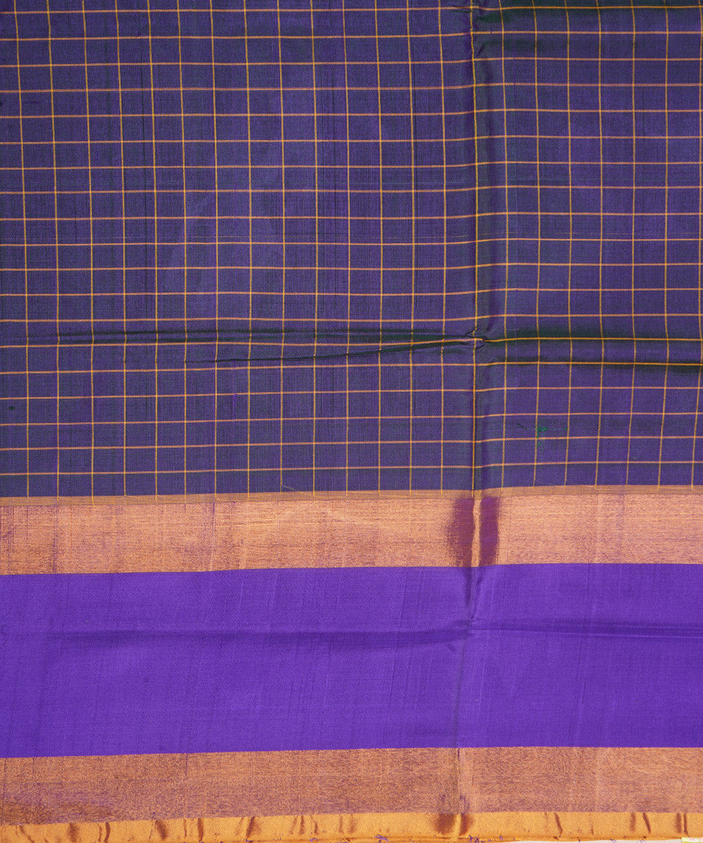 Navy blue yellow silk handloom uppada saree