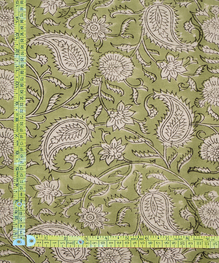 light green cotton hand block printed sanganeri fabric