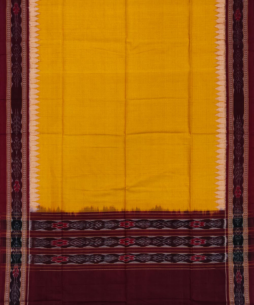 Maroon yellow handwoven cotton sambalpuri dress material