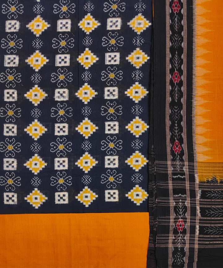 Black yellow handwoven cotton sambalpuri dress material