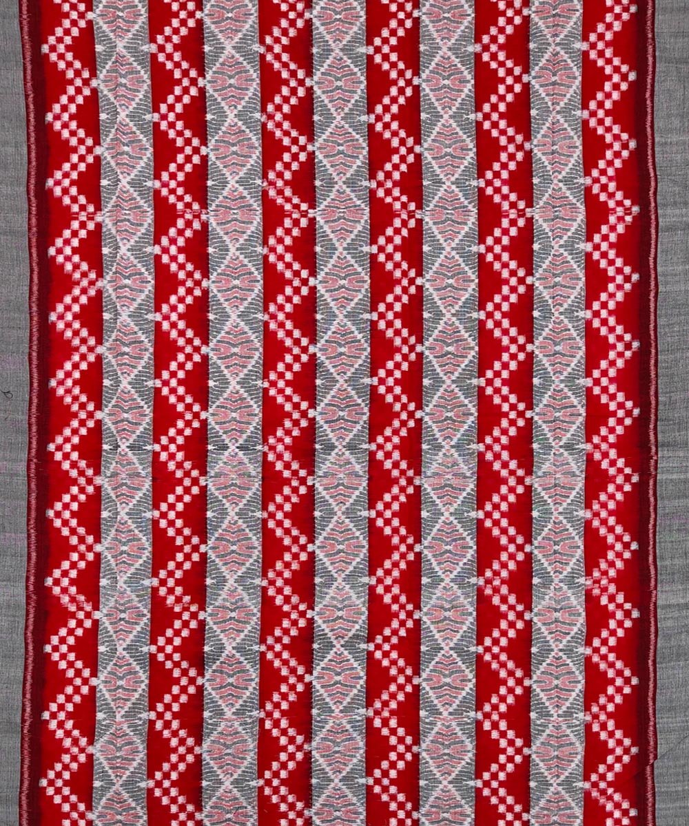 Red grey handwoven cotton sambalpuri dress material