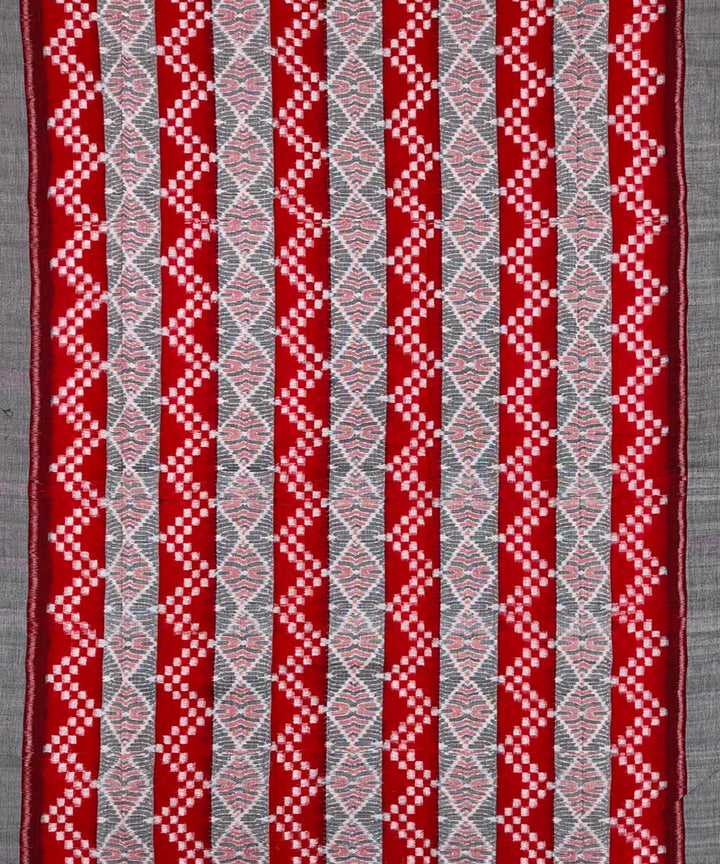 Red grey handwoven cotton sambalpuri dress material