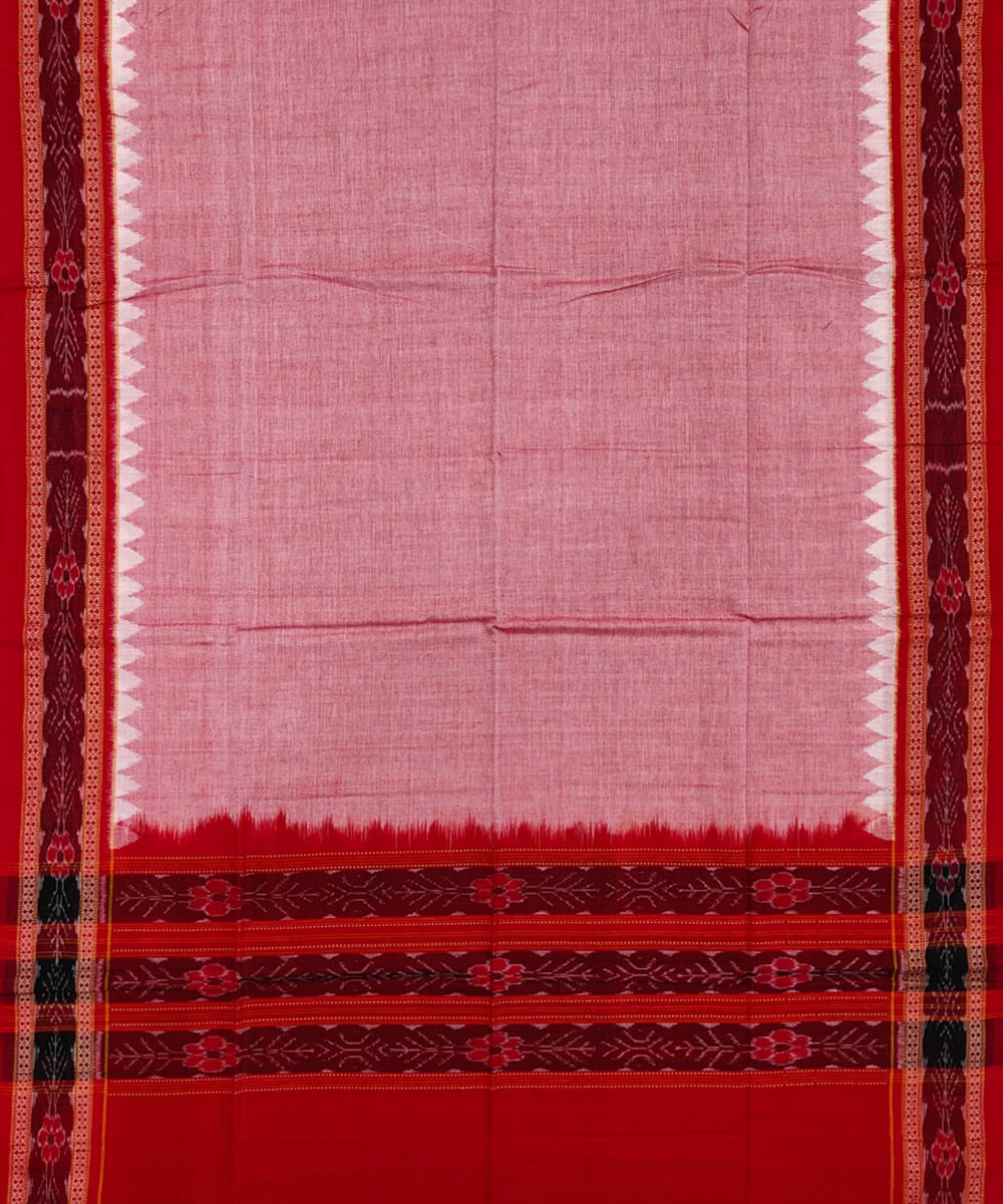 Red grey handwoven cotton sambalpuri dress material