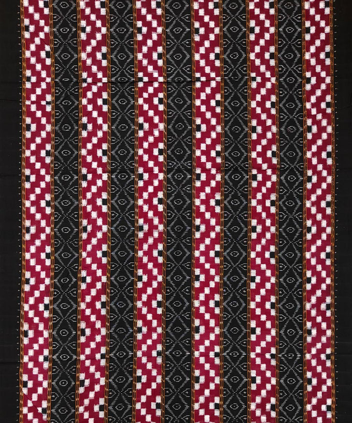 Black red offwhite handwoven cotton sambalpuri dress material