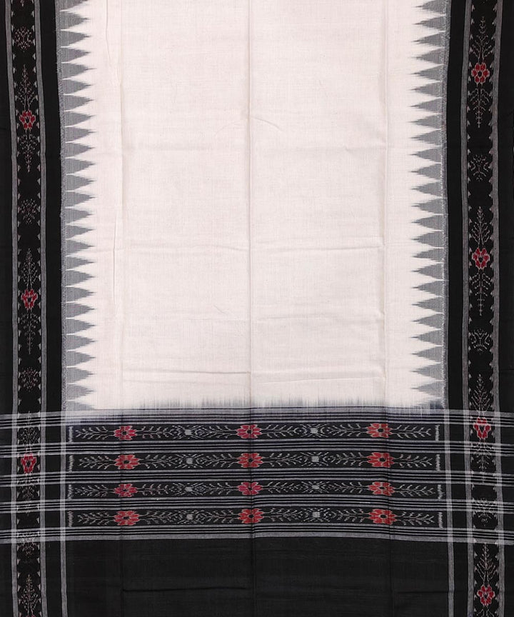 Black red offwhite handwoven cotton sambalpuri dress material