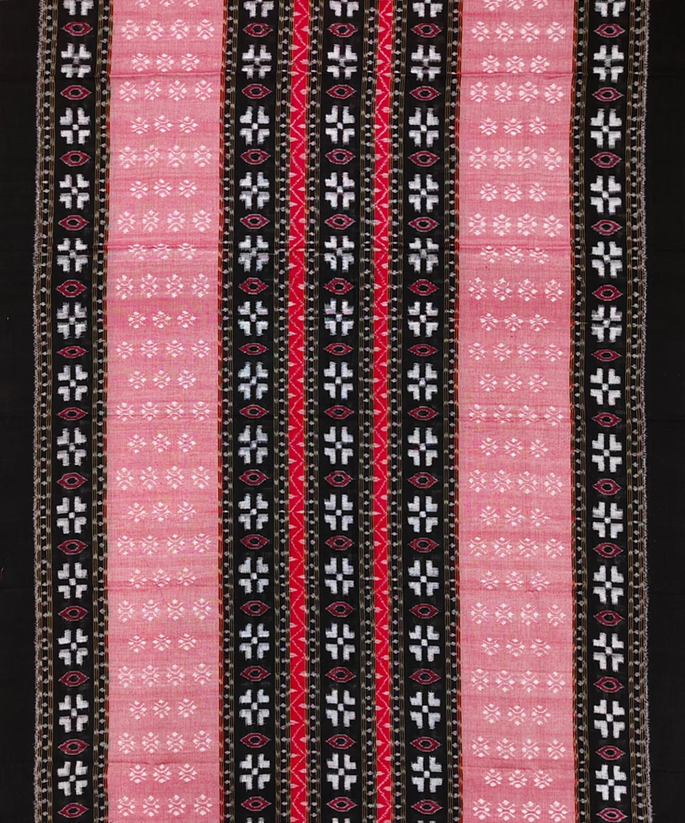 Black red white handwoven cotton sambalpuri dress material