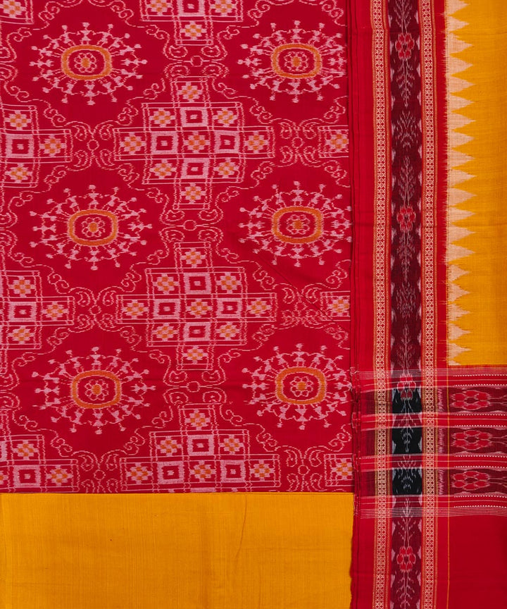 Red yellow handwoven cotton sambalpuri dress material