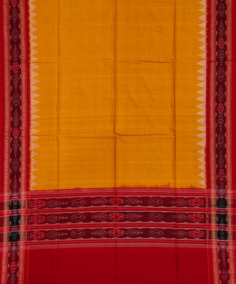 Red yellow handwoven cotton sambalpuri dress material