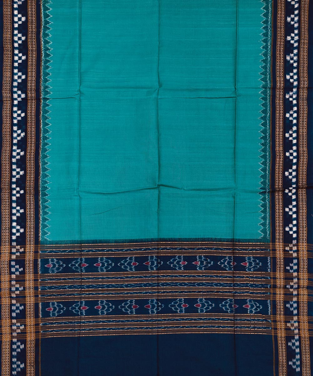 Navy blue rama green handwoven cotton sambalpuri dress material