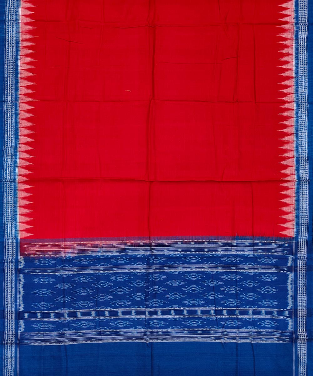 Navy blue red handwoven sambalpuri cotton dress material