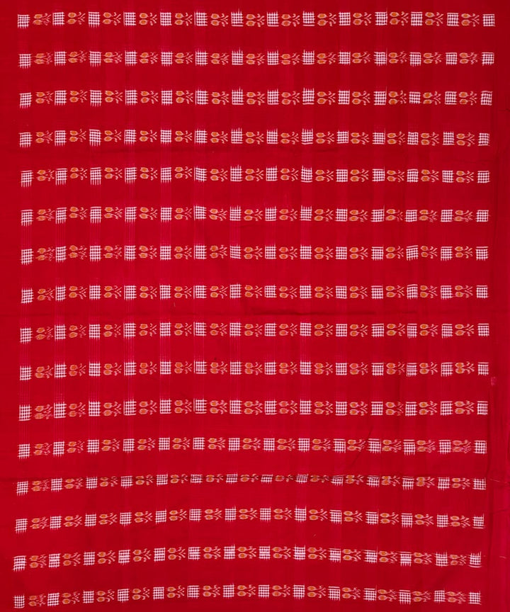 Red offwhite handwoven sambalpuri cotton dress material