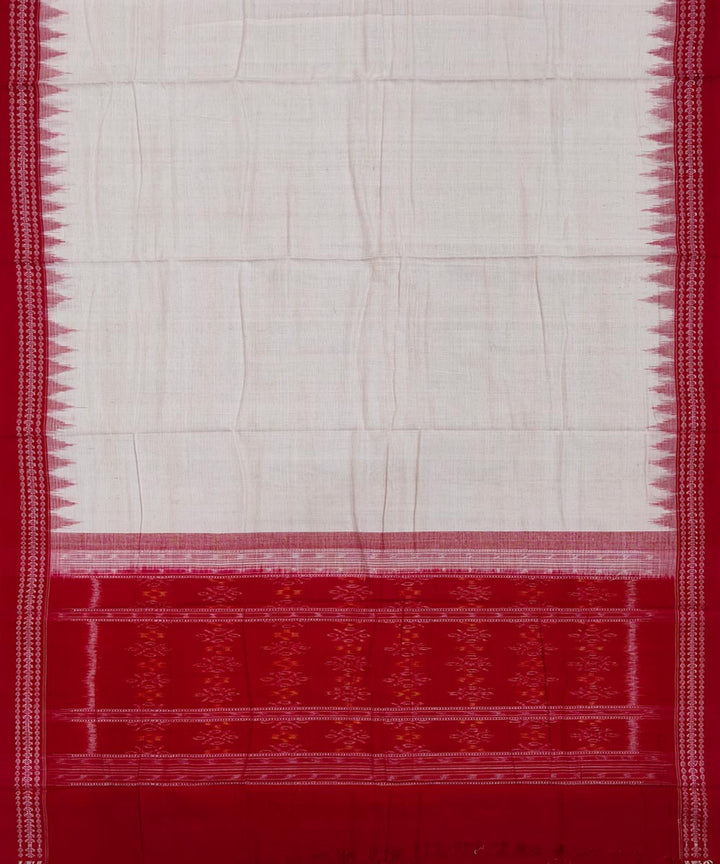 Red offwhite handwoven sambalpuri cotton dress material