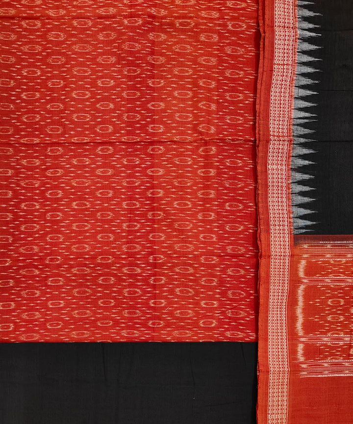 Rust black handwoven cotton sambalpuri dress material