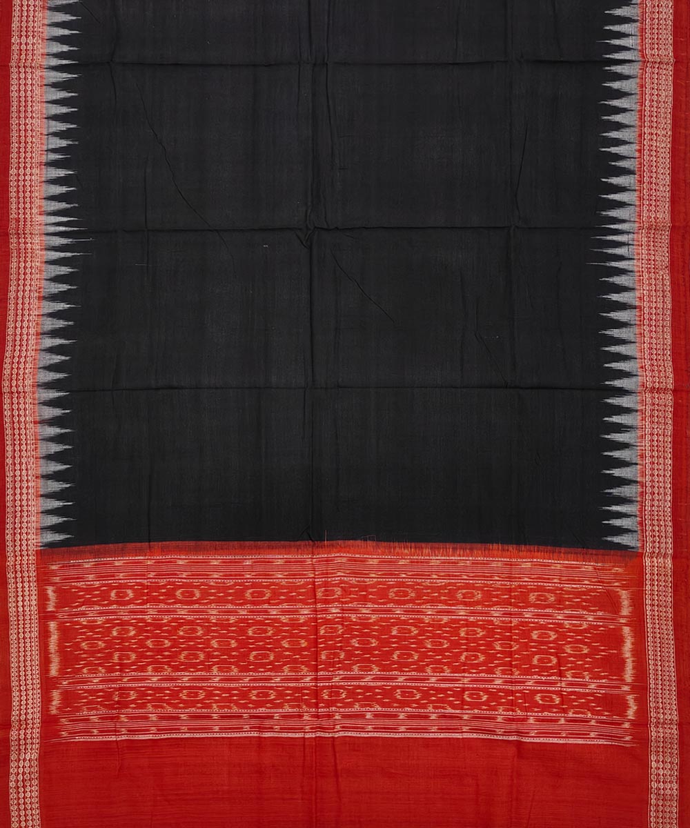 Rust black handwoven cotton sambalpuri dress material