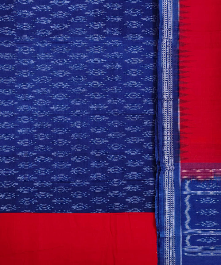 Navy blue red handwoven cotton sambalpuri dress material